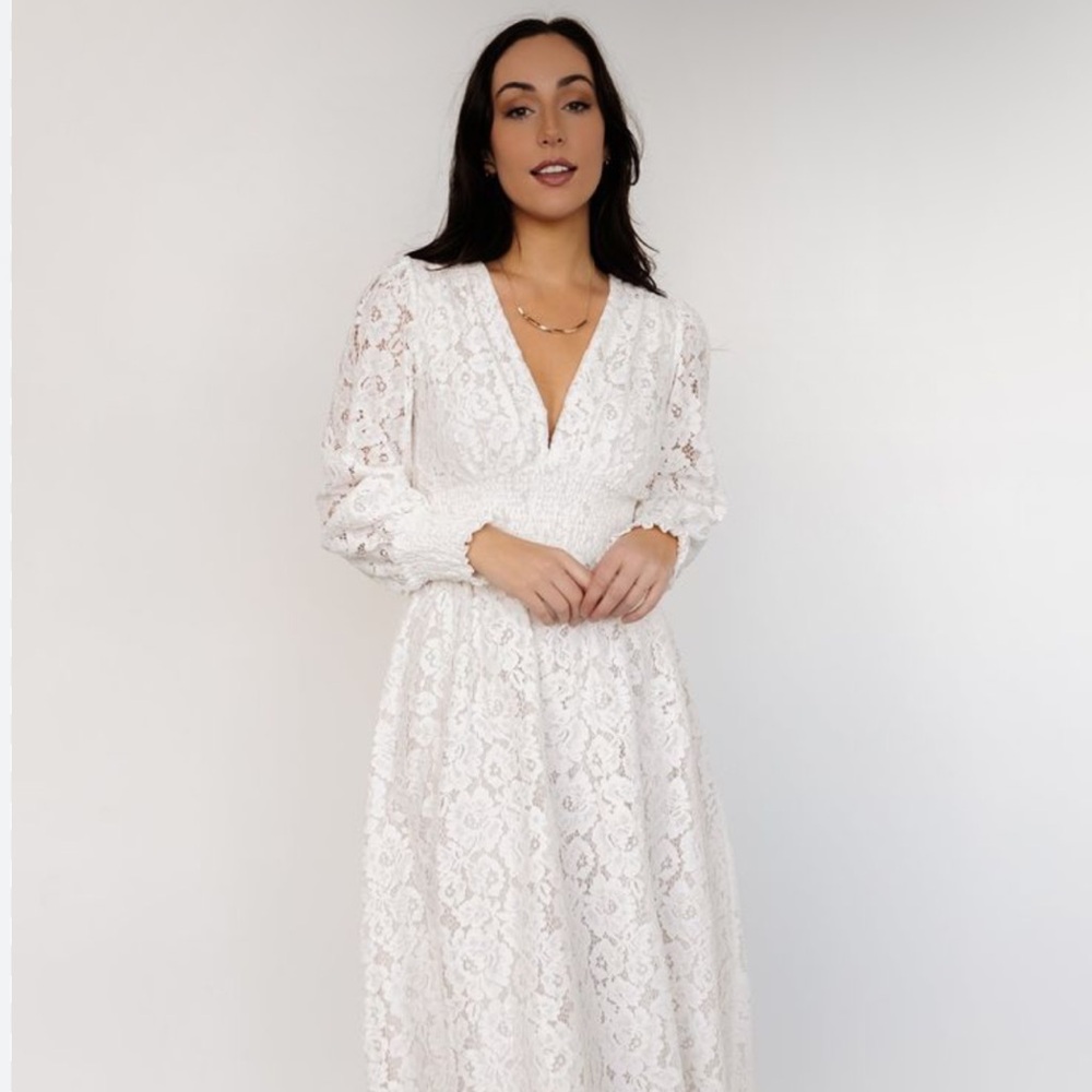 Baltic Born White Lace Long Sleeve Dress